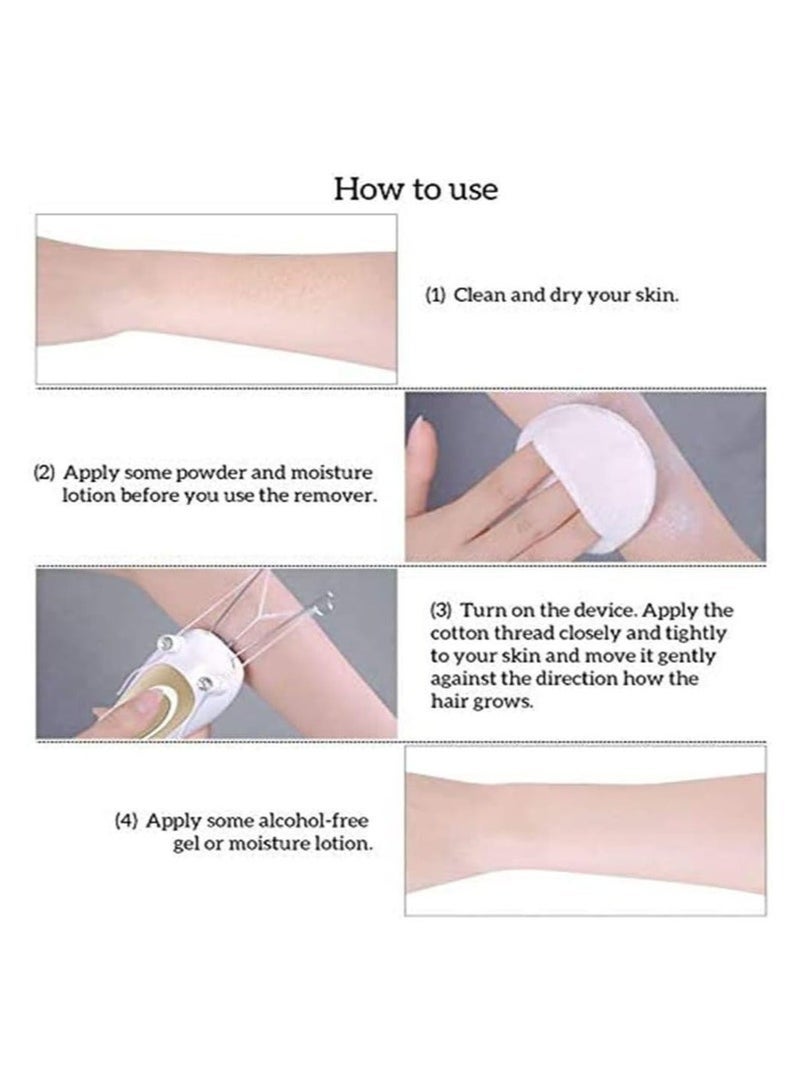 فتلة خيط ازالة الشعر，مزيل شعر الوجه للسيدات، ماكينة إزالة الشعر الكهربائية القطنية غير المؤلمة للسيدات، جهاز إزالة الشعر الكهربائي القابل لإعادة الشحن عبر USB - Image 3